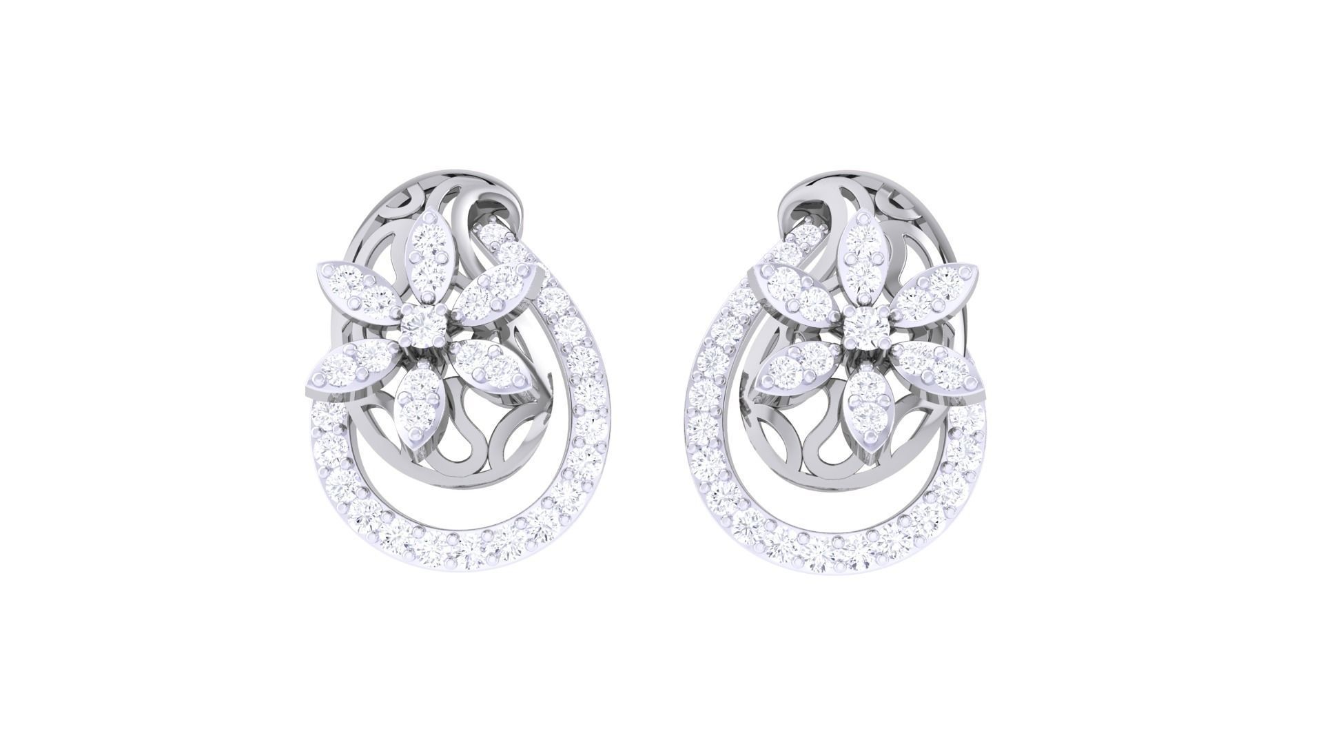  Women studs Earrings 3dm stl 3mf obj glb gltf mtl render detail 3D print model_6