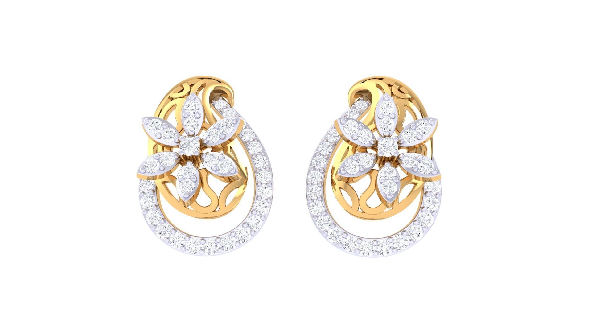  Women studs Earrings 3dm stl 3mf obj glb gltf mtl render detail 3D print model_5