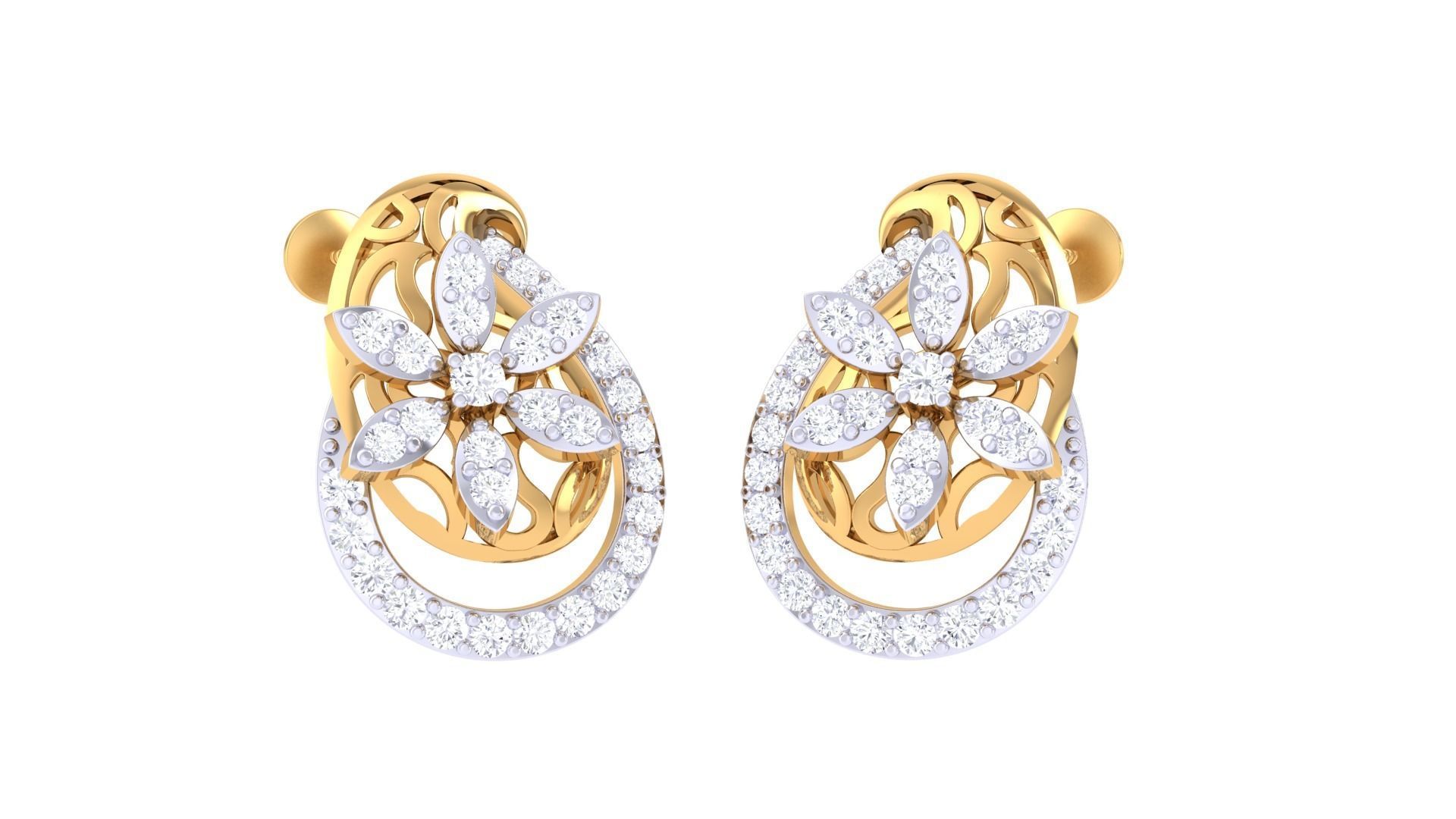  Women studs Earrings 3dm stl 3mf obj glb gltf mtl render detail 3D print model_1