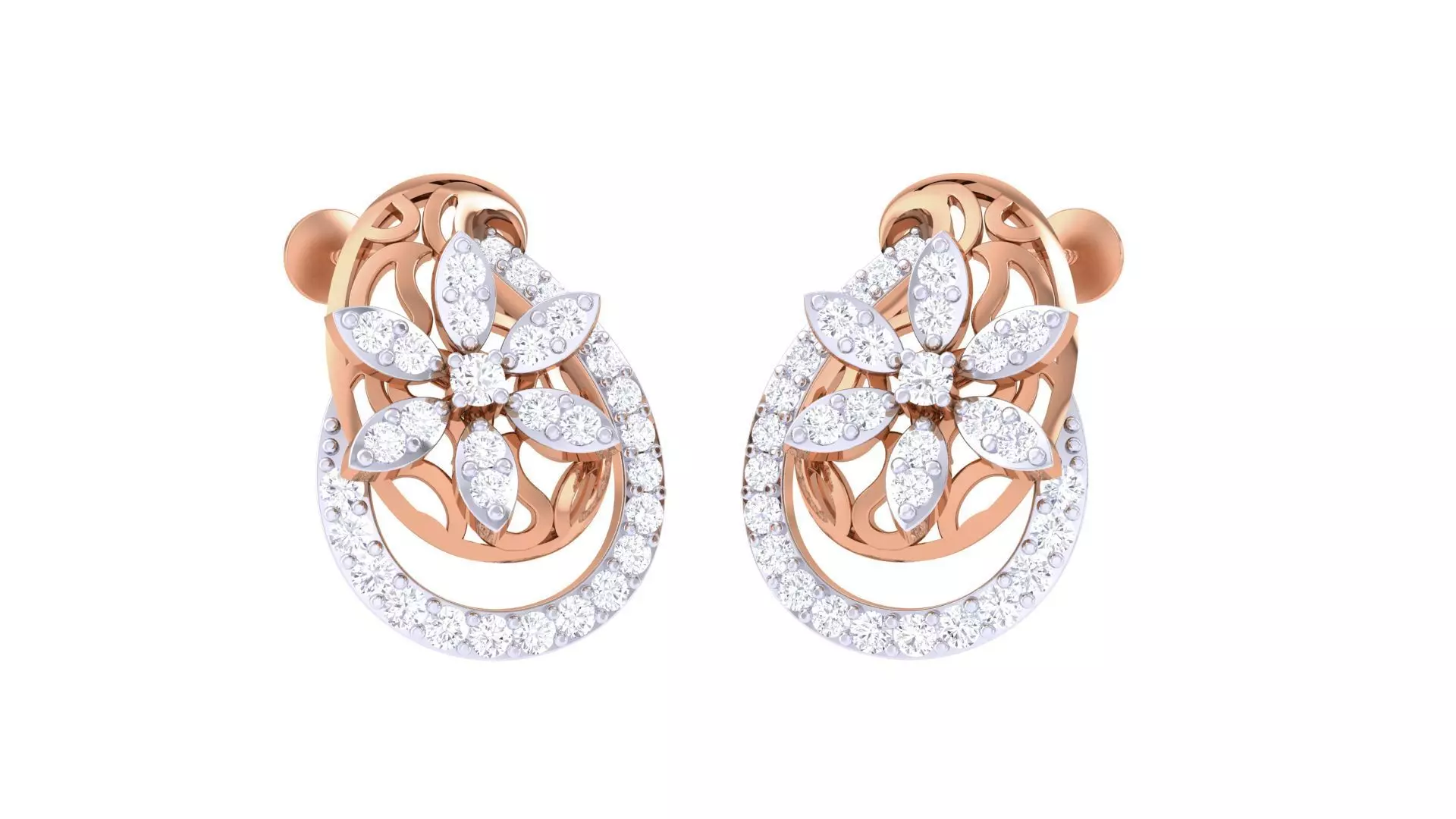  Women studs Earrings 3dm stl 3mf obj glb gltf mtl render detail 3D print model_0