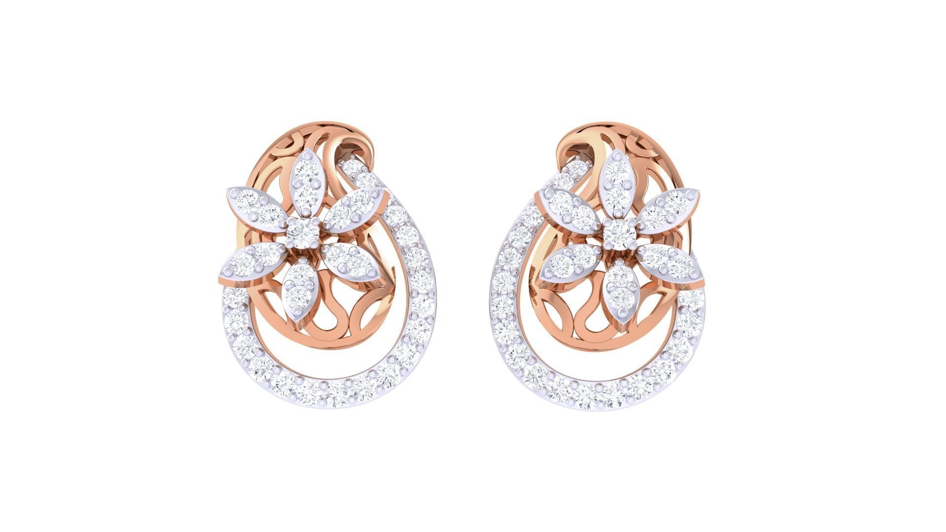  Women studs Earrings 3dm stl 3mf obj glb gltf mtl render detail 3D print model_7