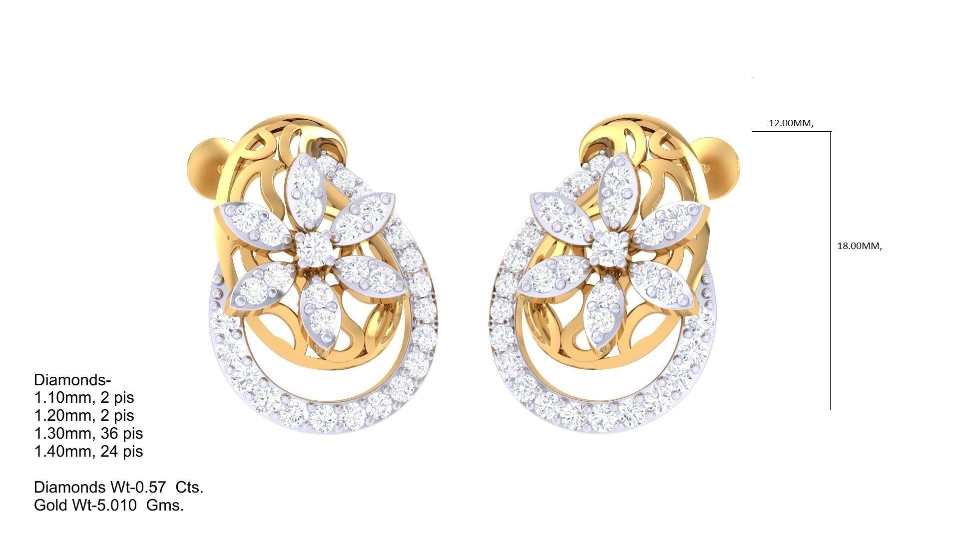  Women studs Earrings 3dm stl 3mf obj glb gltf mtl render detail 3D print model_4