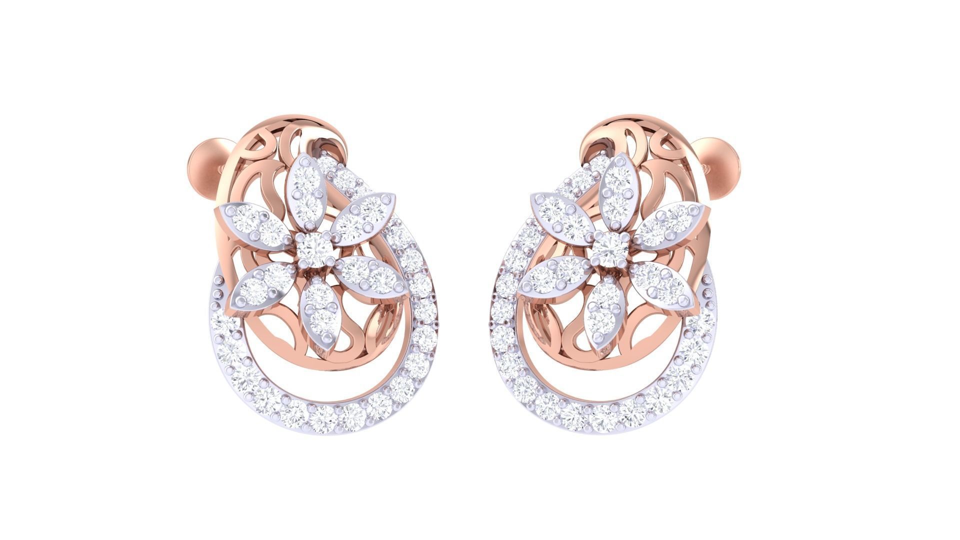  Women studs Earrings 3dm stl 3mf obj glb gltf mtl render detail 3D print model_3