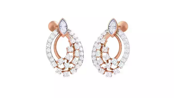 Women studs Earrings 3dm stl 3mf obj glb gltf mtl render detail