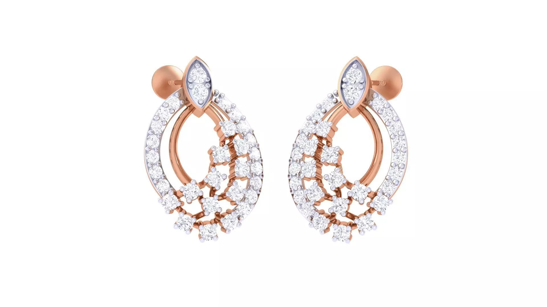 Women studs Earrings 3dm stl 3mf obj glb gltf mtl render detail 3D print model_0