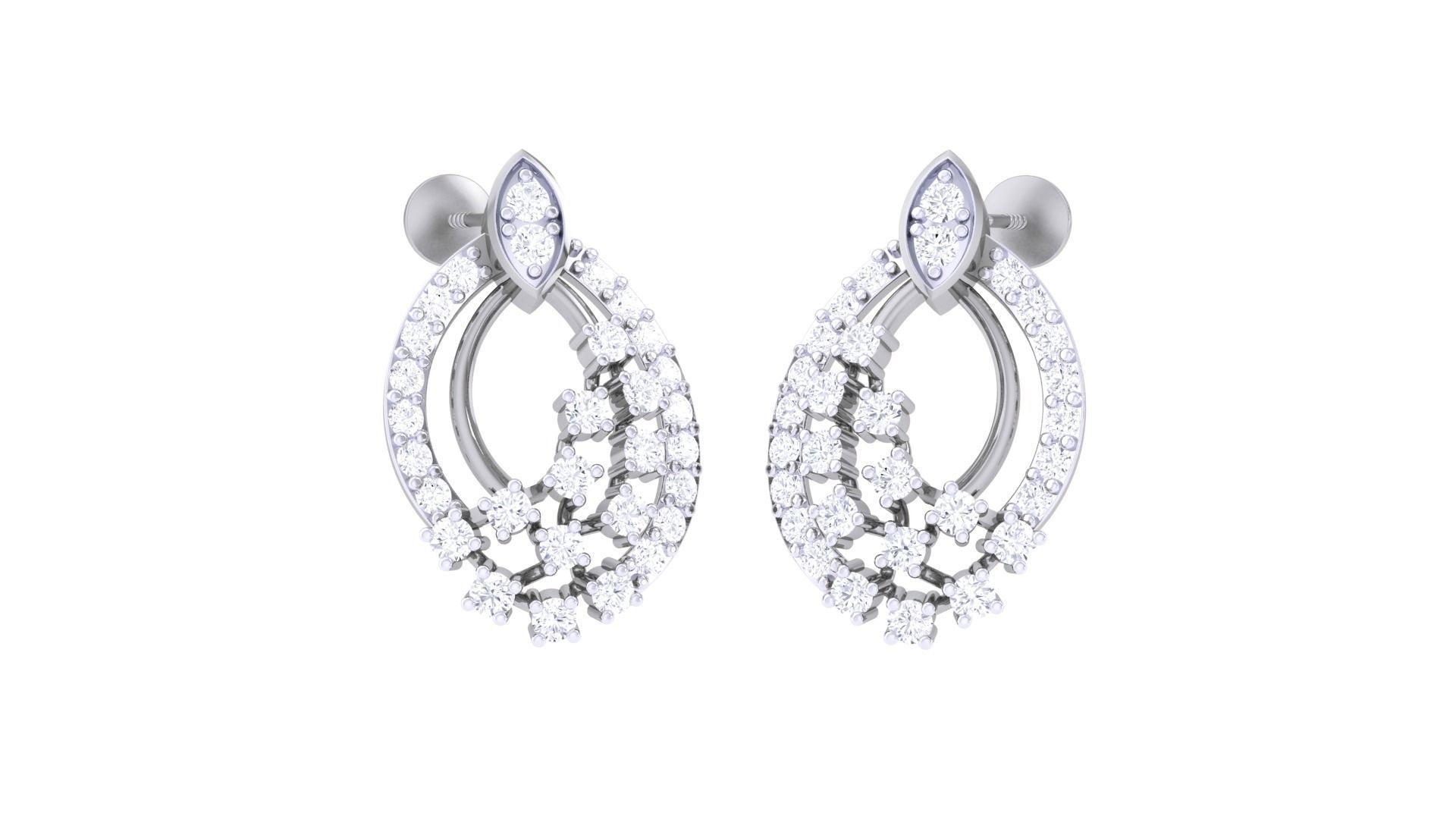 Women studs Earrings 3dm stl 3mf obj glb gltf mtl render detail 3D print model_2