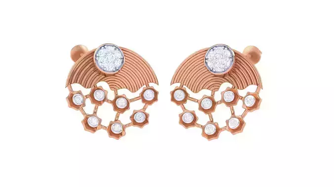 Diamond Mesh Women studs Earrings 3dm stl 3mf obj glb gltf mtl