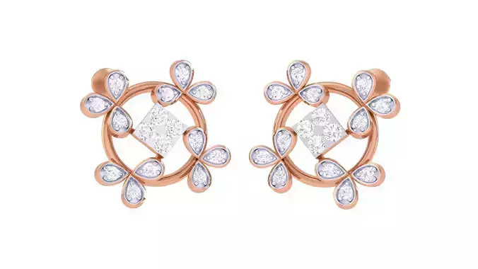 Women studs Earrings 3dm stl 3mf obj glb gltf mtl render detail