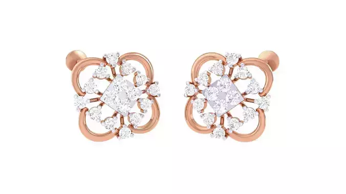 Women studs Earrings 3dm stl 3mf obj glb gltf mtl render detail