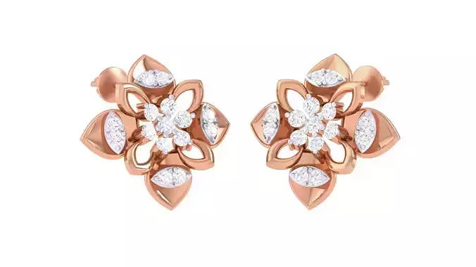 Flower Women studs Earrings 3dm stl 3mf obj glb gltf mtl render