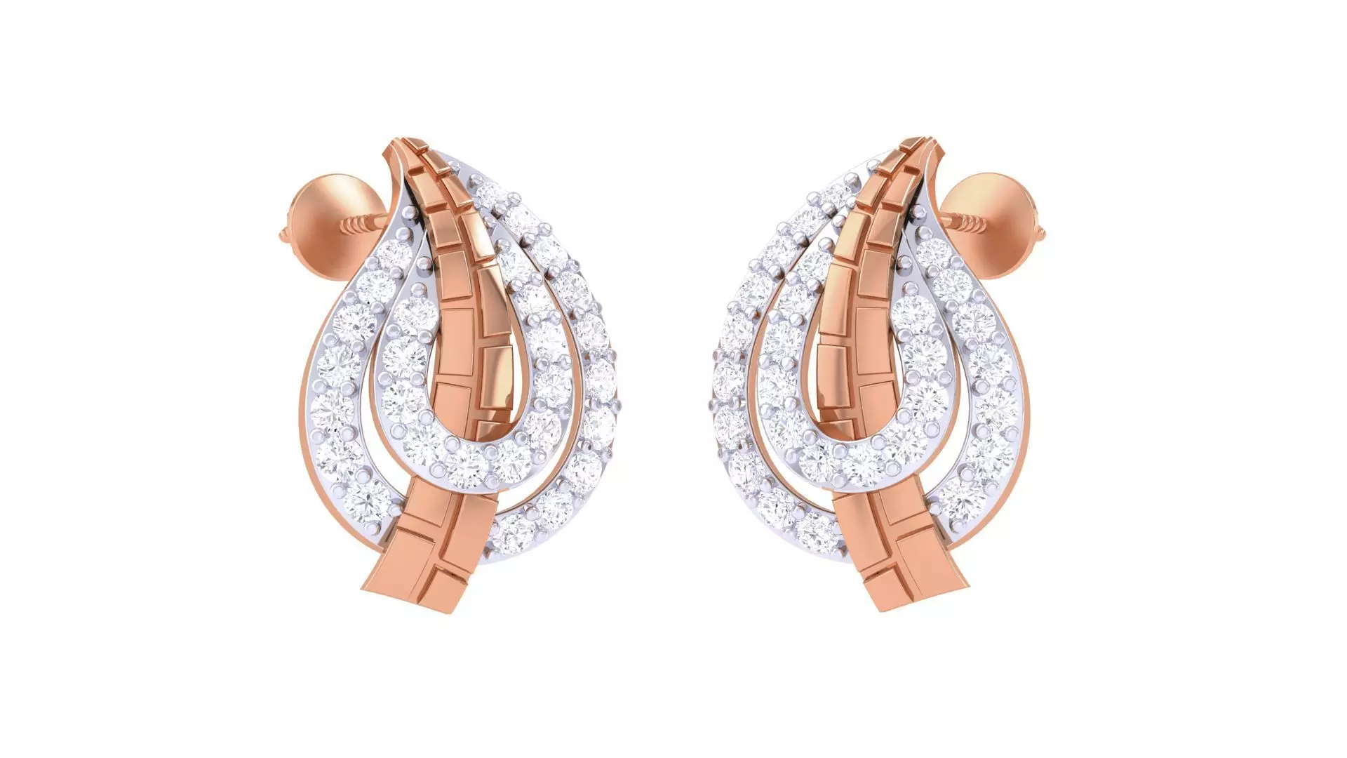 Women studs Earrings 3dm stl 3mf obj glb gltf mtl render detail 3D print model