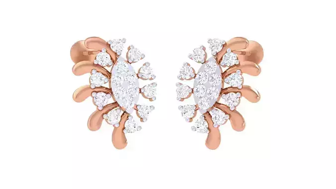 Women studs Earrings 3dm stl 3mf obj glb gltf mtl render detail