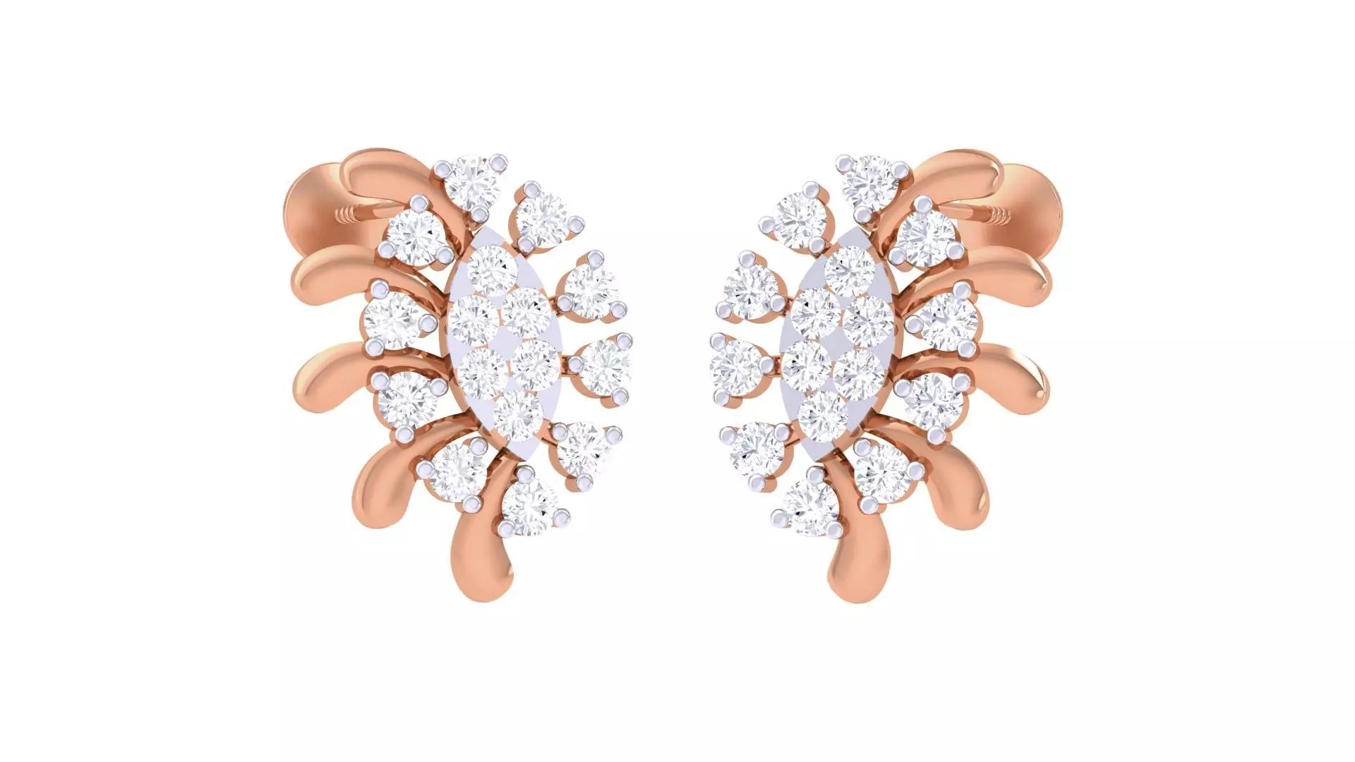 Women studs Earrings 3dm stl 3mf obj glb gltf mtl render detail 3D print model_0