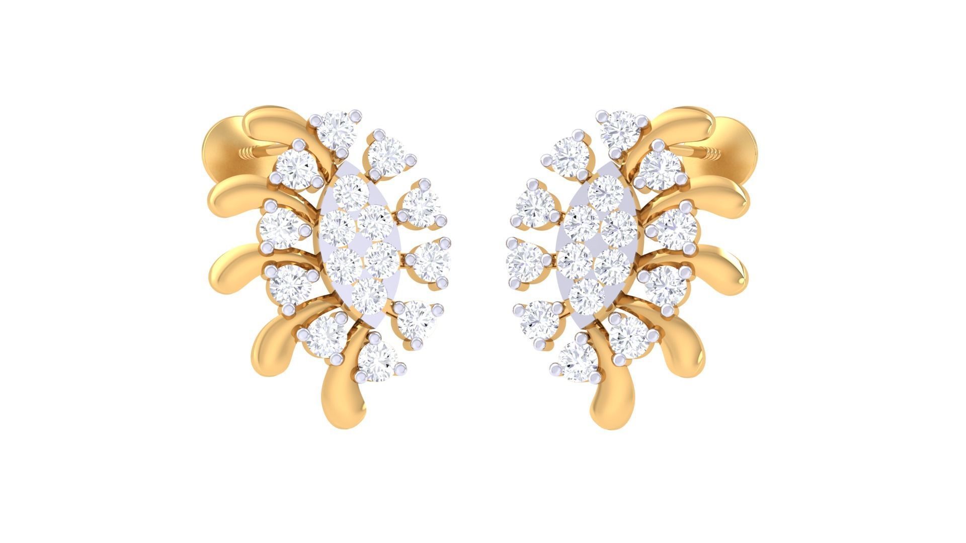 Women studs Earrings 3dm stl 3mf obj glb gltf mtl render detail 3D print model_1