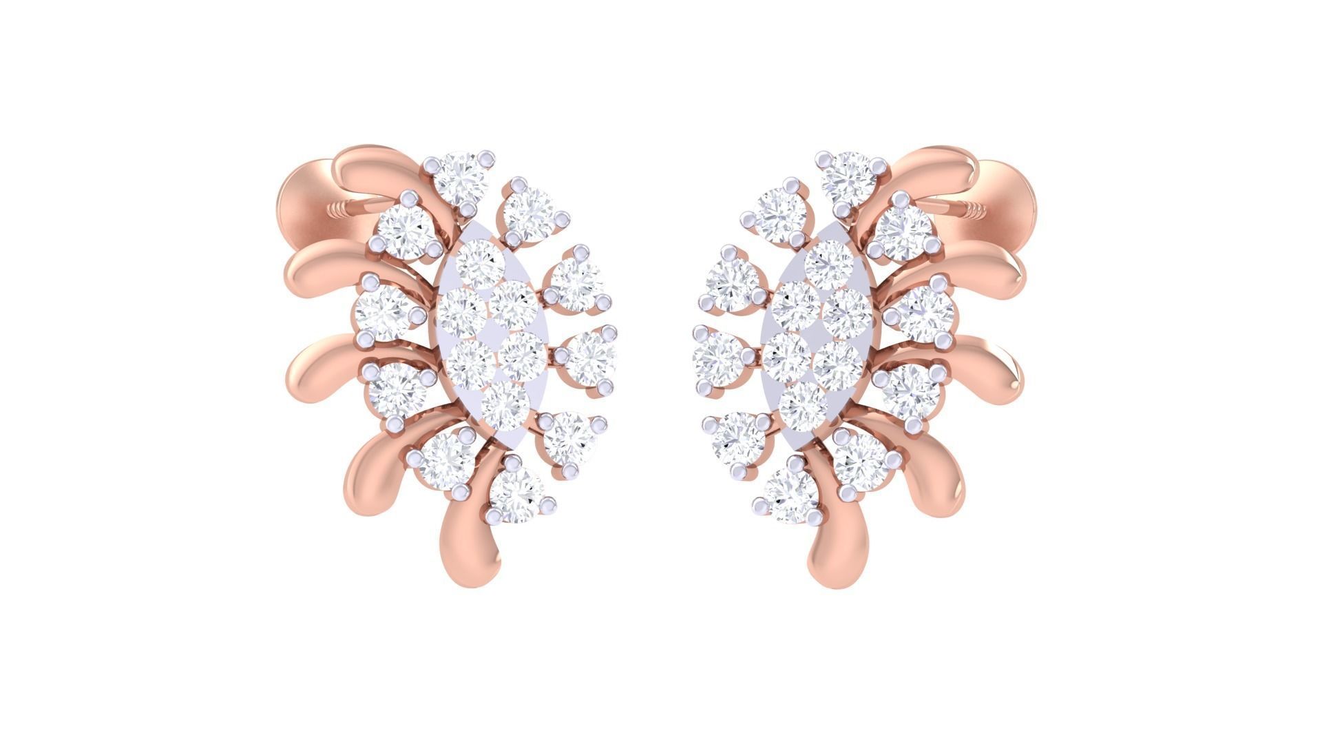 Women studs Earrings 3dm stl 3mf obj glb gltf mtl render detail 3D print model_5