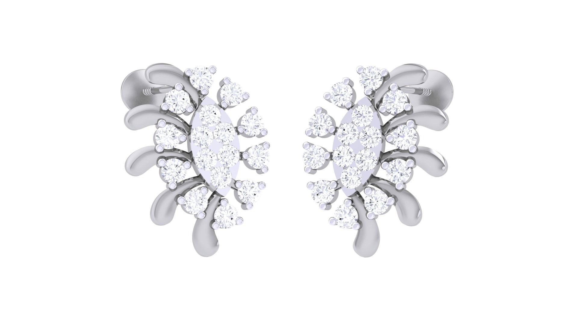 Women studs Earrings 3dm stl 3mf obj glb gltf mtl render detail 3D print model_2