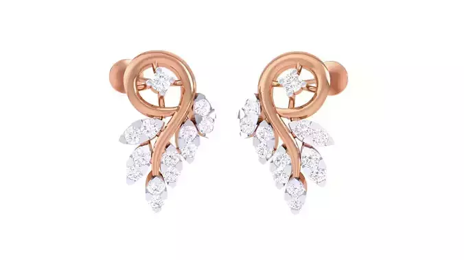 Leaf Women studs Earrings 3dm stl 3mf obj glb gltf mtl render