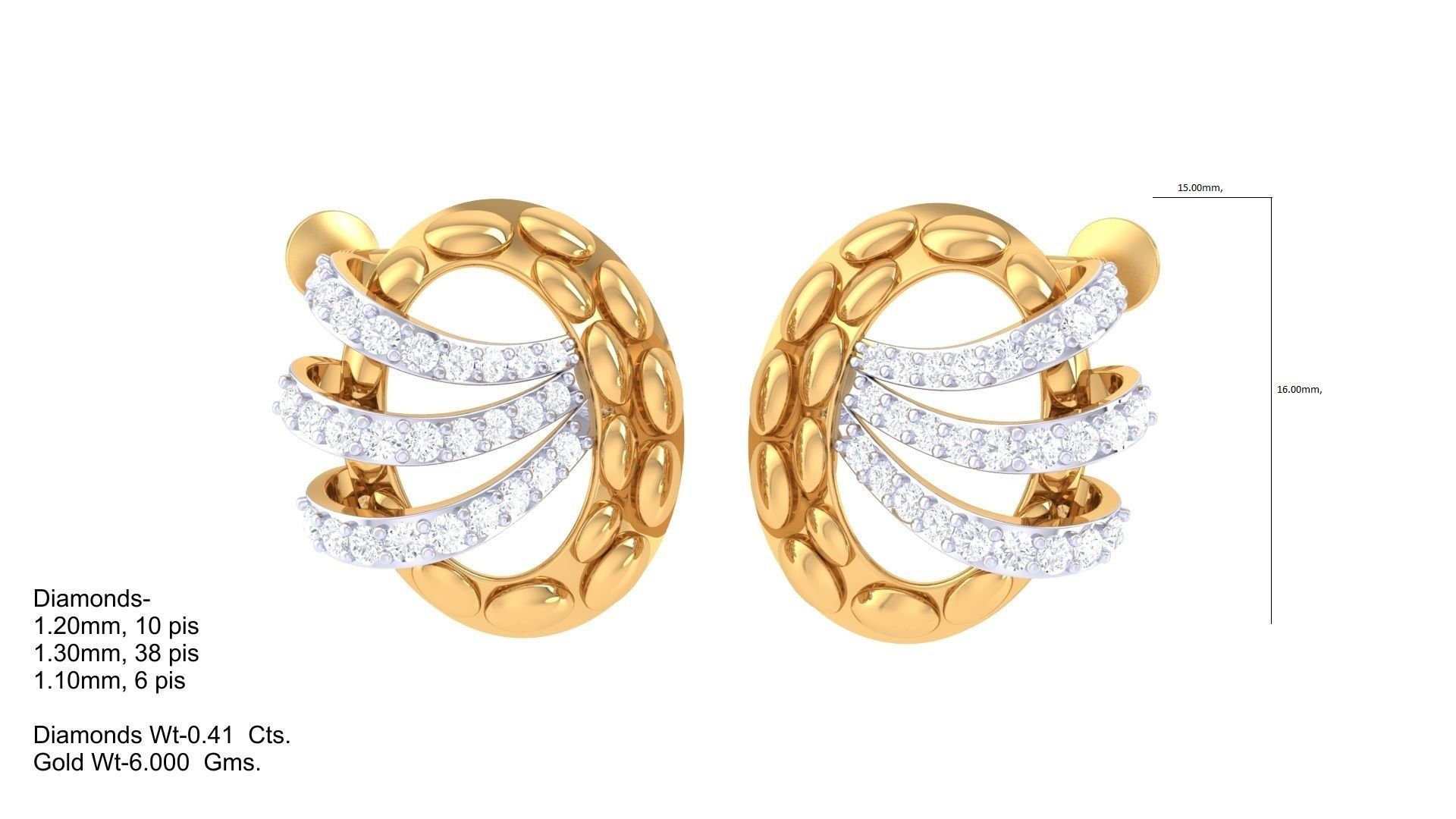  Women studs Earrings 3dm stl 3mf obj glb gltf mtl render detail 3D print model_4