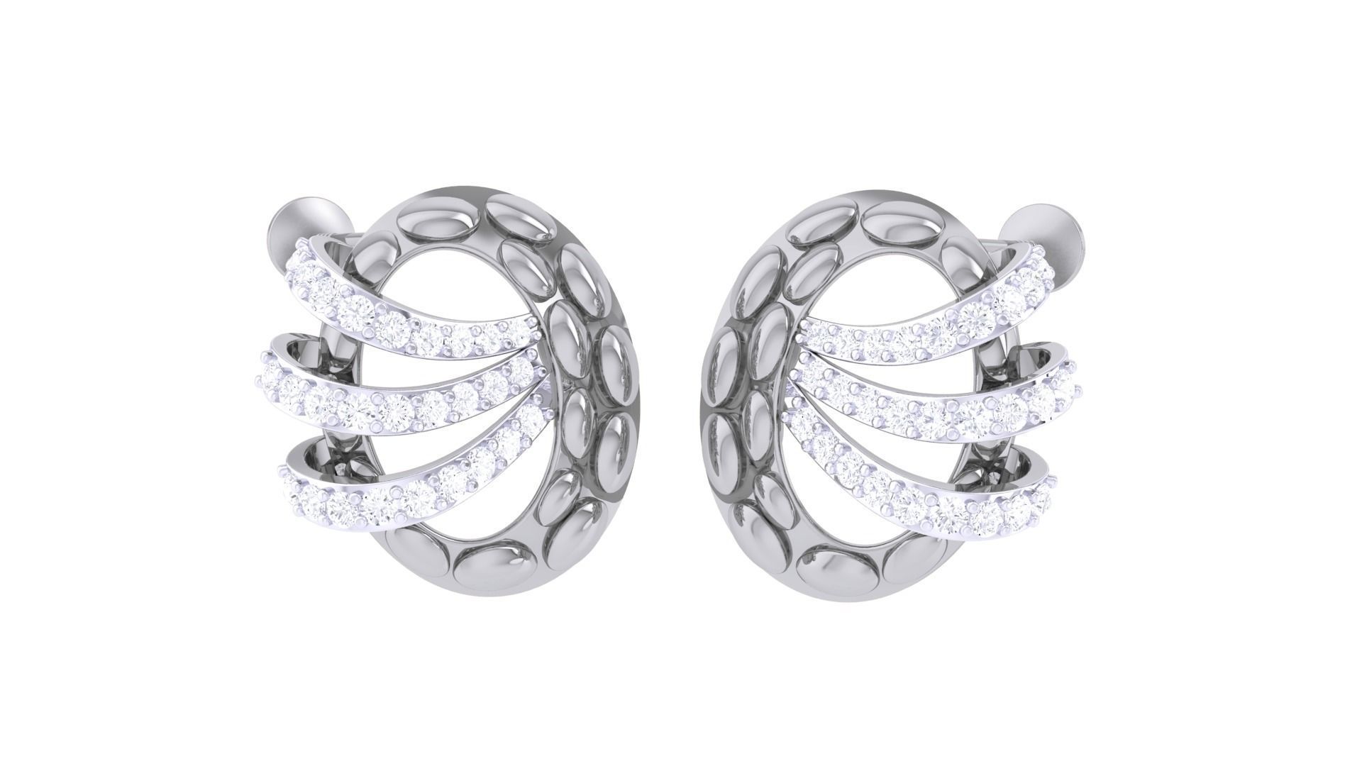  Women studs Earrings 3dm stl 3mf obj glb gltf mtl render detail 3D print model_2