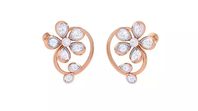 Flower Women studs Earrings 3dm stl 3mf obj glb gltf mtl render