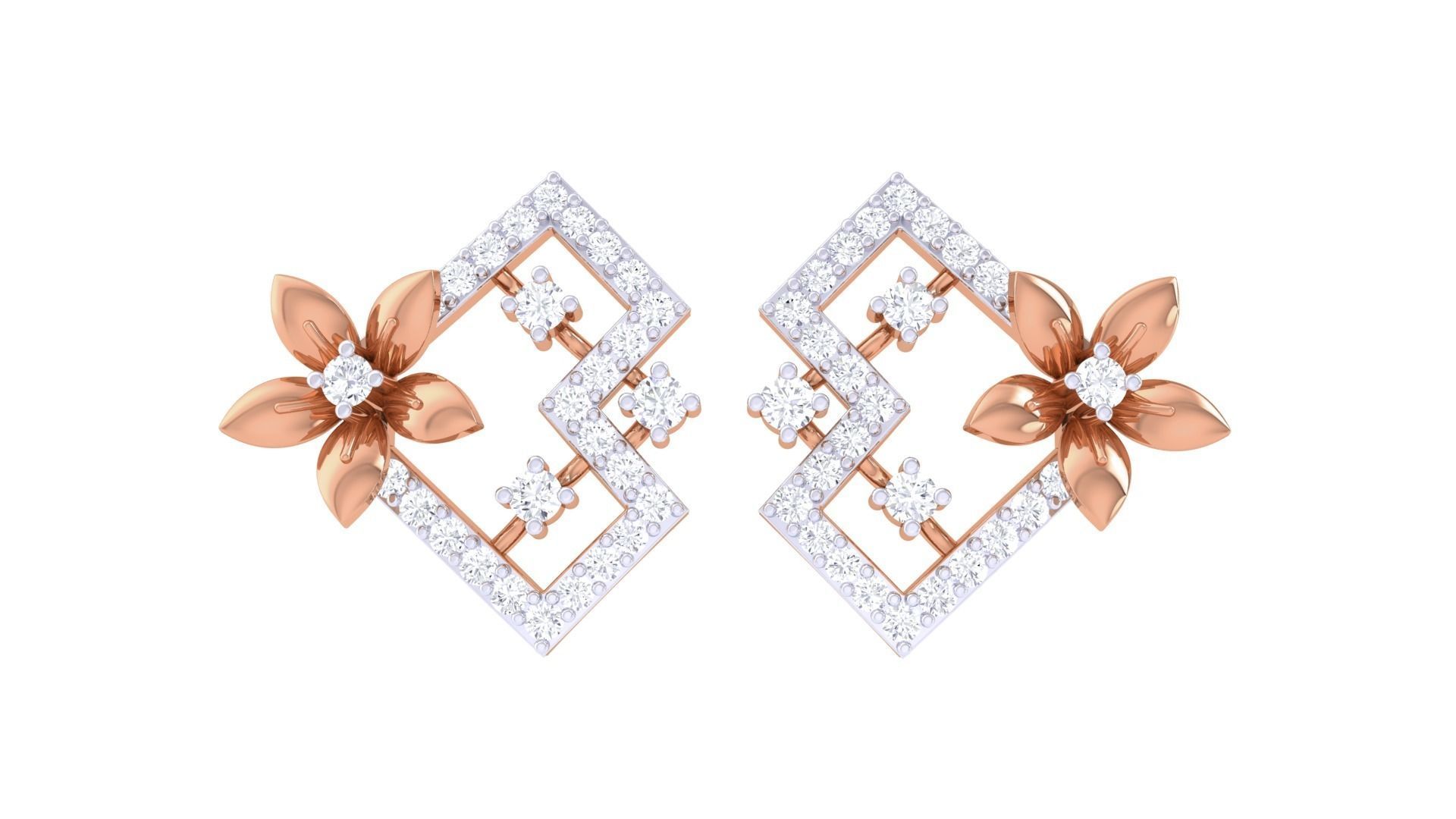 Women studs Earrings 3dm stl 3mf obj glb gltf mtl render detail 3D print model_7