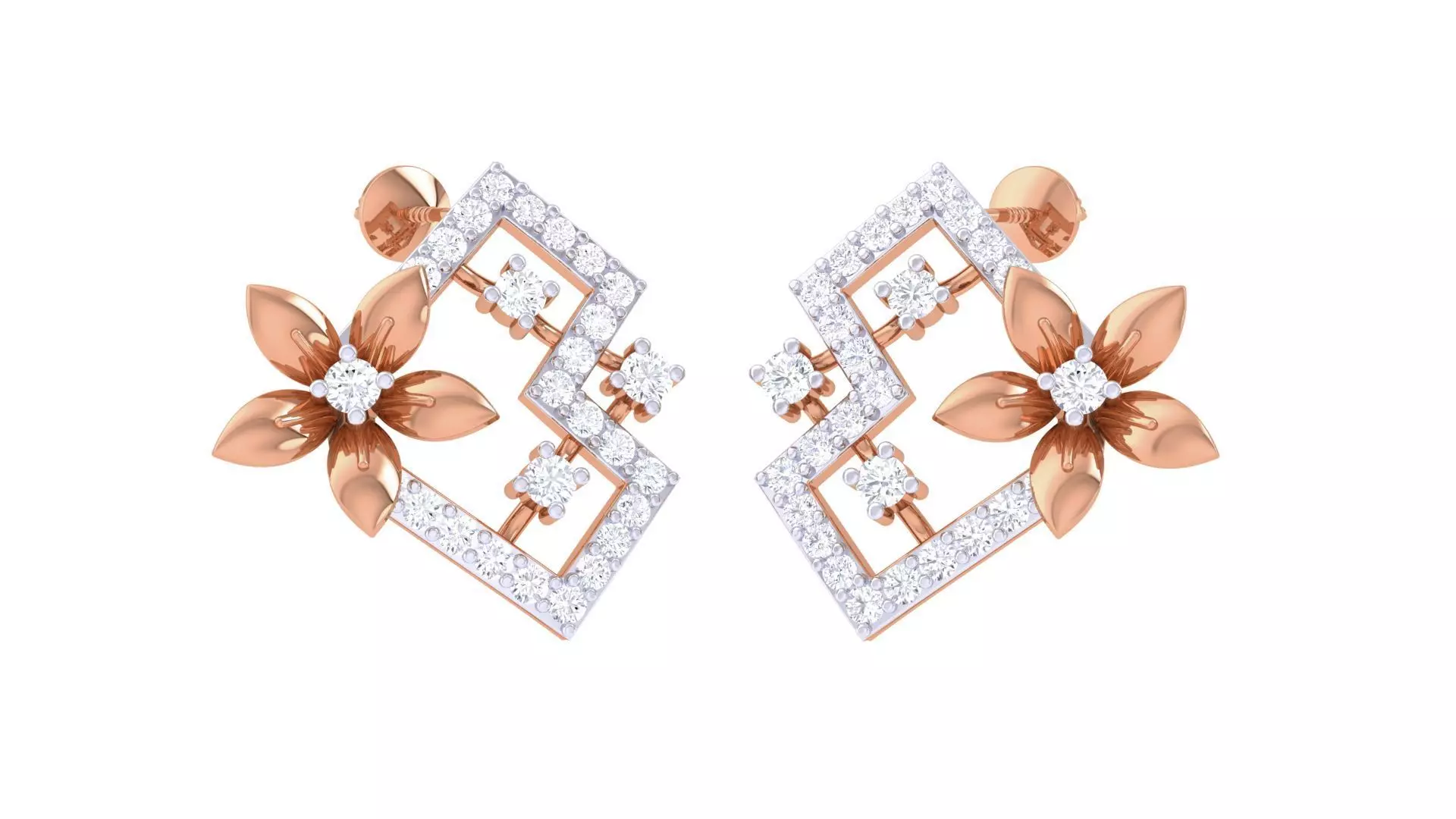 Women studs Earrings 3dm stl 3mf obj glb gltf mtl render detail 3D print model_0