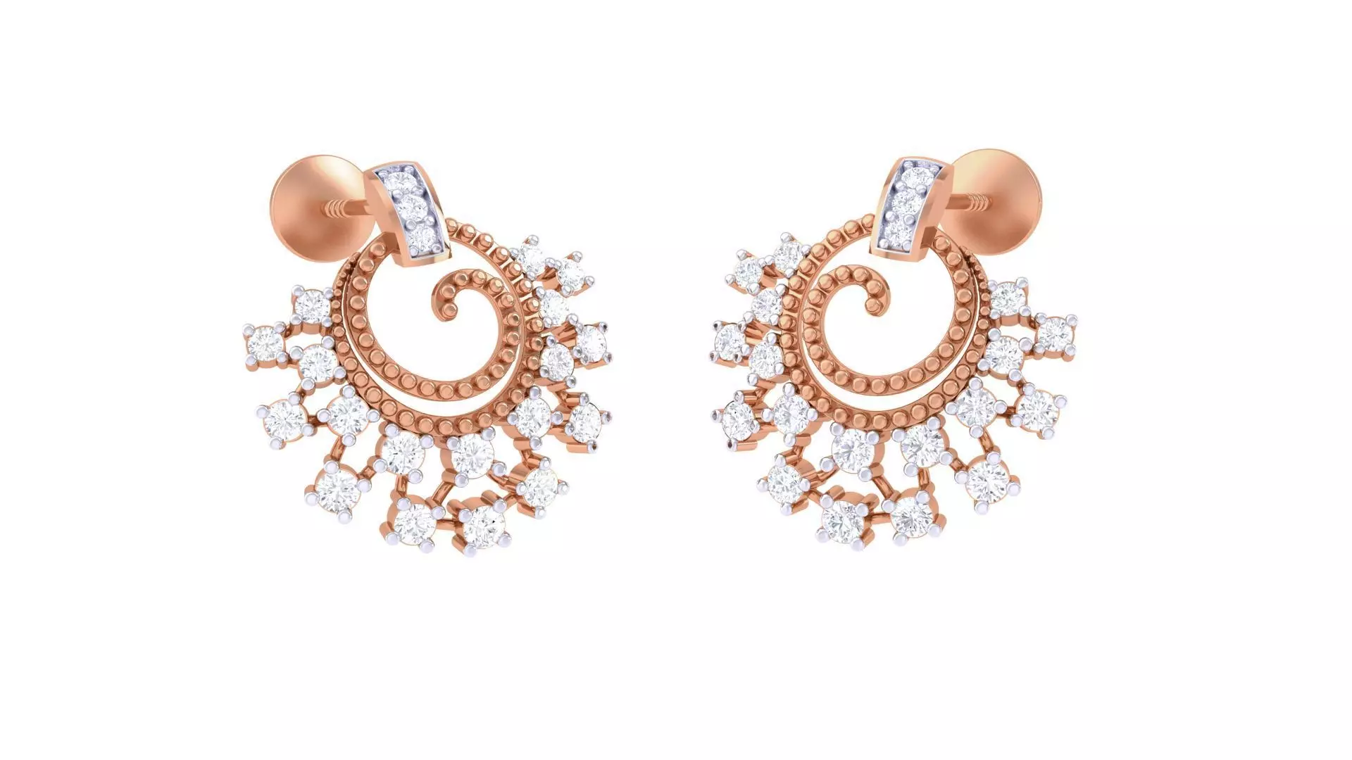 Women studs Earrings 3dm stl 3mf obj glb gltf mtl render detail 3D print model_0