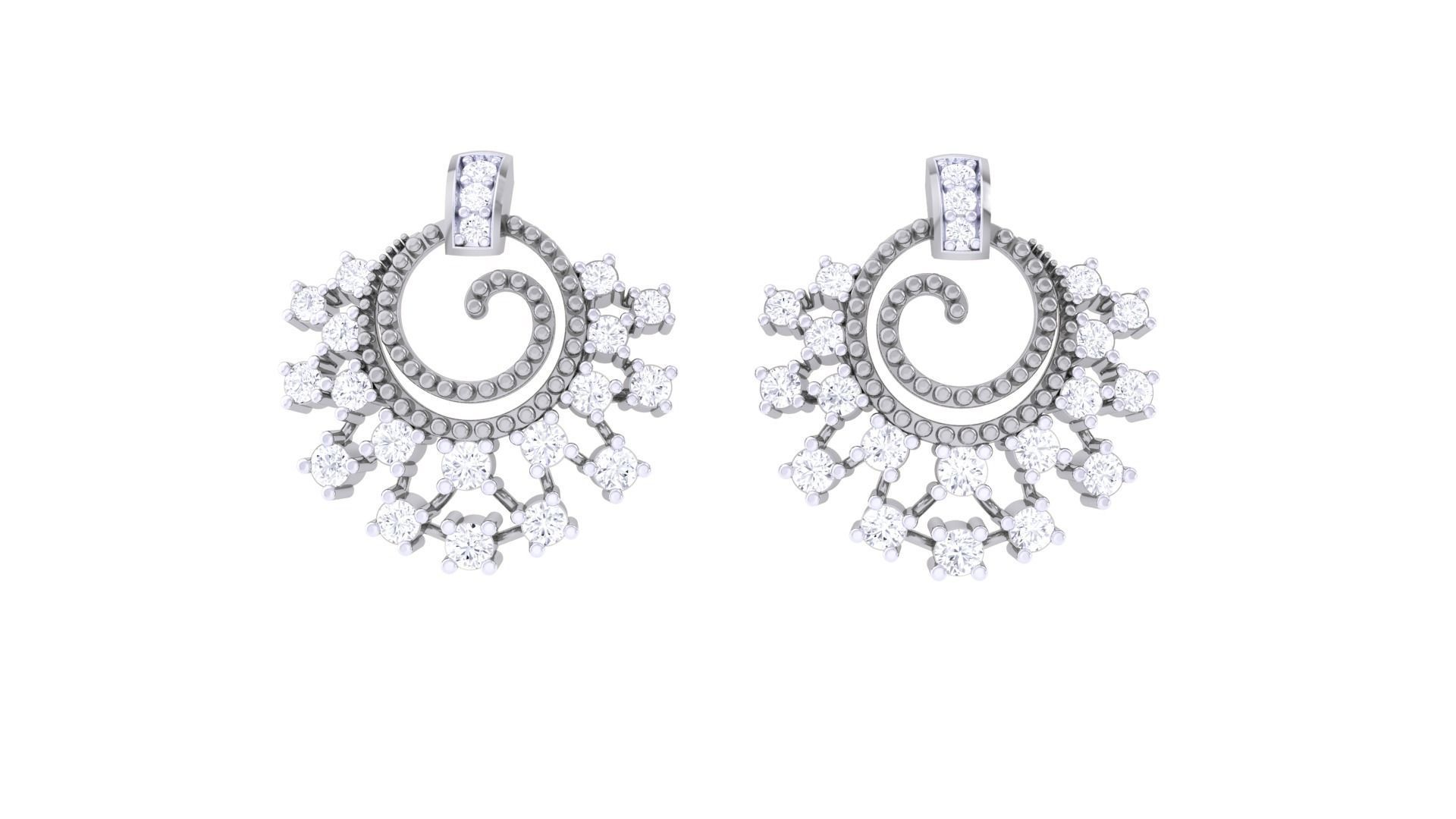 Women studs Earrings 3dm stl 3mf obj glb gltf mtl render detail 3D print model_6