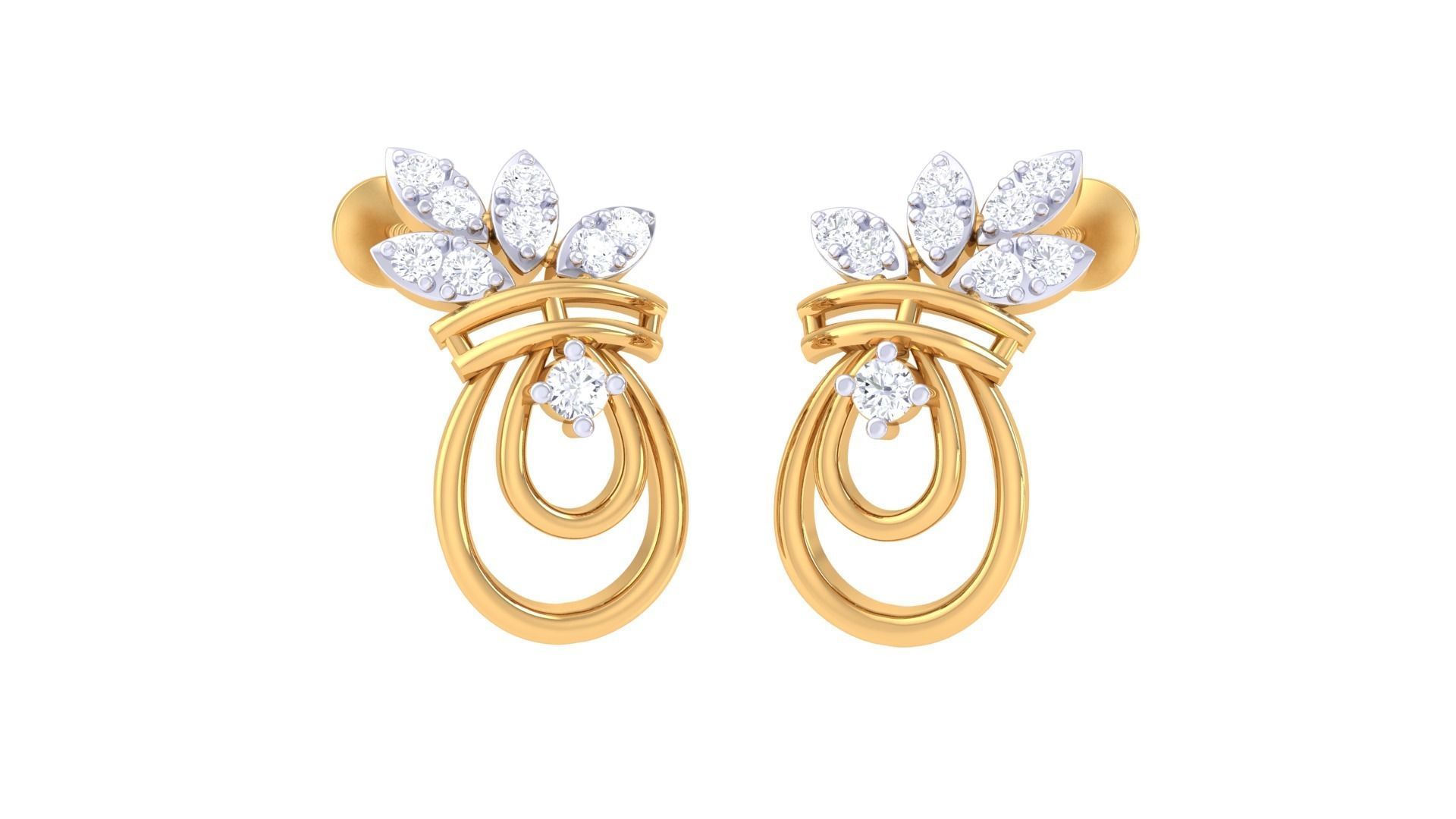 Women studs Earrings 3dm stl 3mf obj glb gltf mtl render detail 3D print model_2