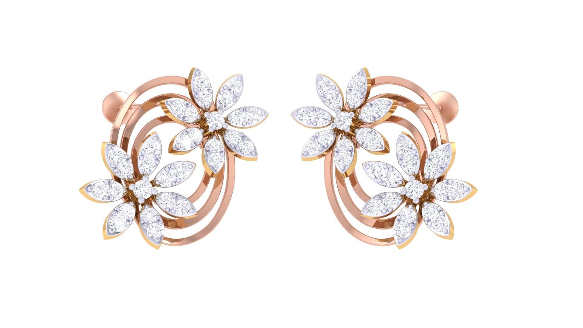  Women studs Earrings 3dm stl 3mf obj glb gltf mtl render detail 3D print model_4