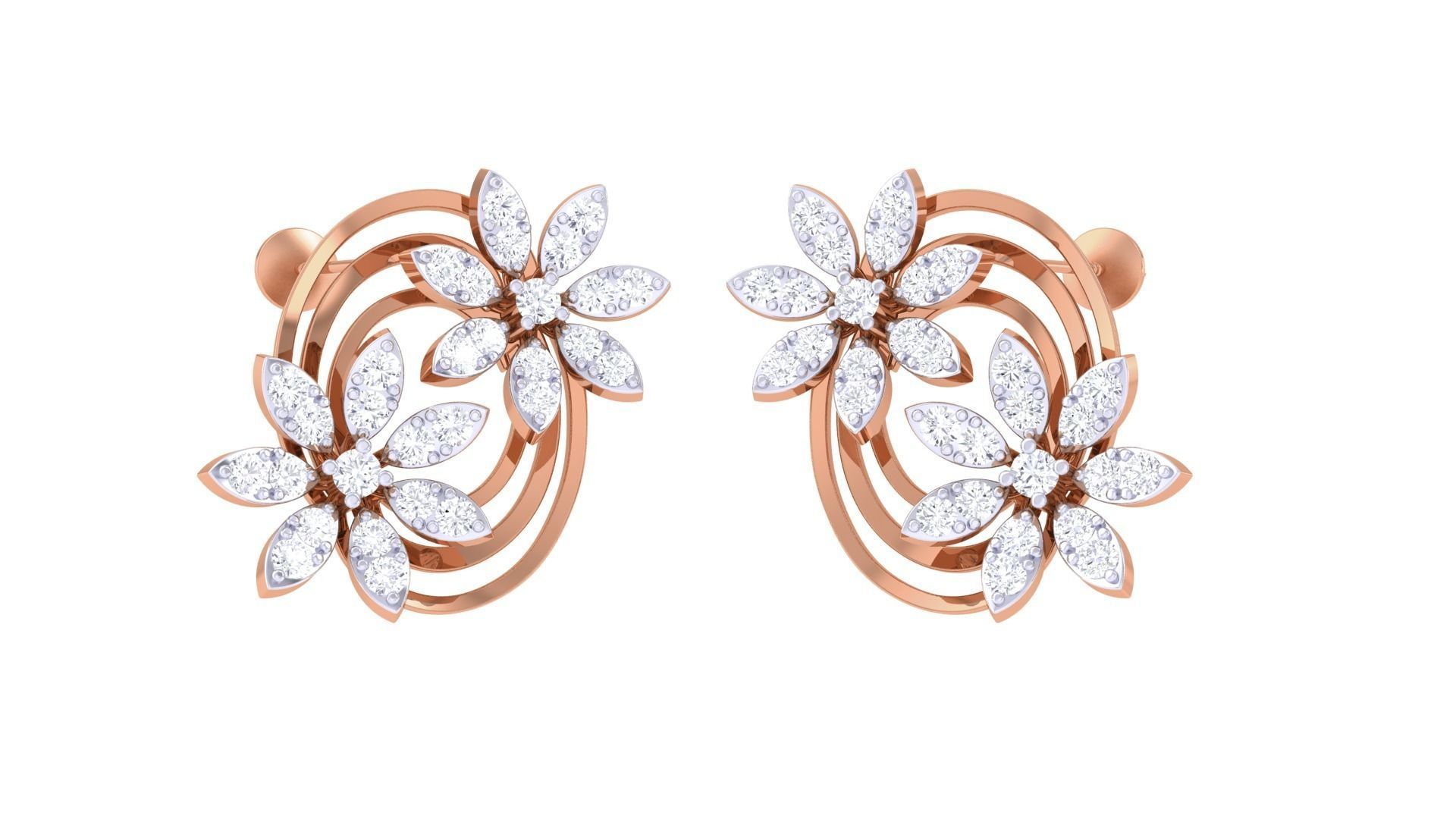  Women studs Earrings 3dm stl 3mf obj glb gltf mtl render detail 3D print model_3