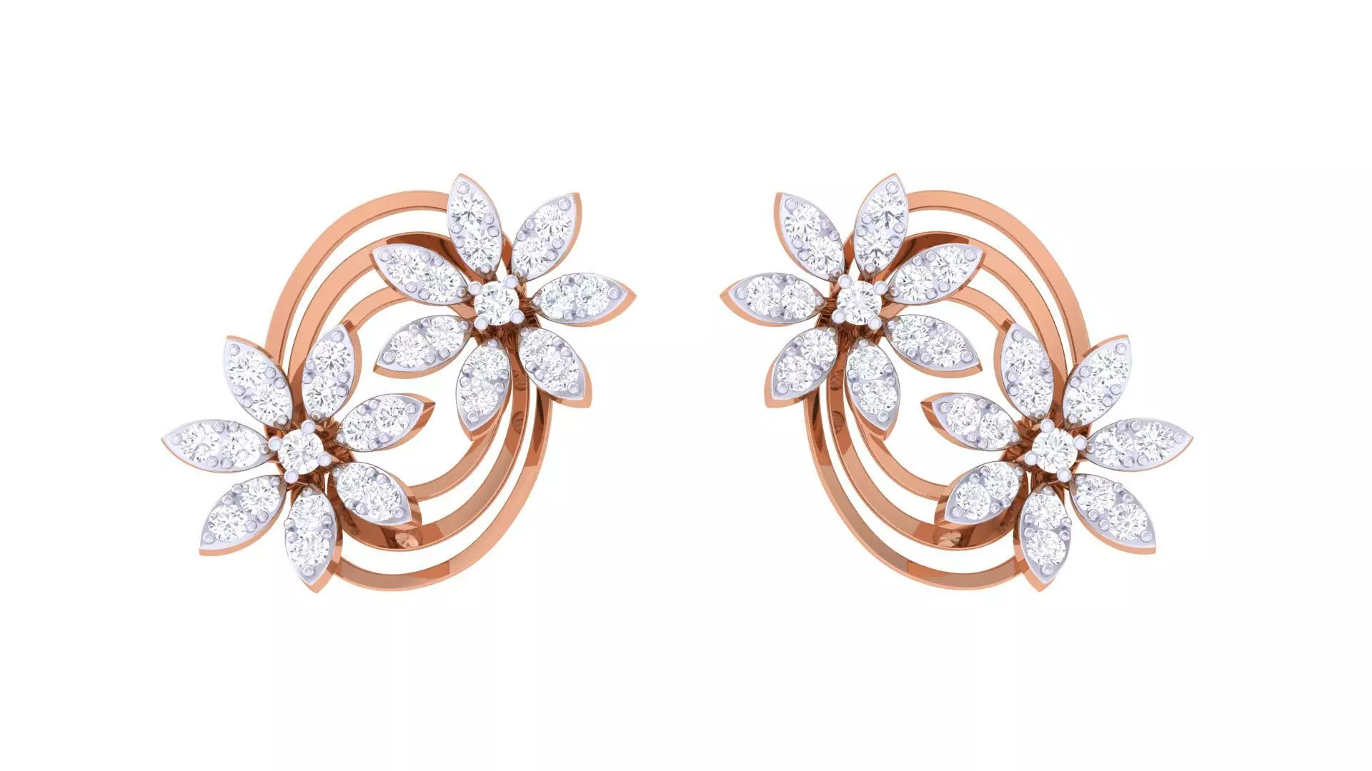  Women studs Earrings 3dm stl 3mf obj glb gltf mtl render detail 3D print model_0