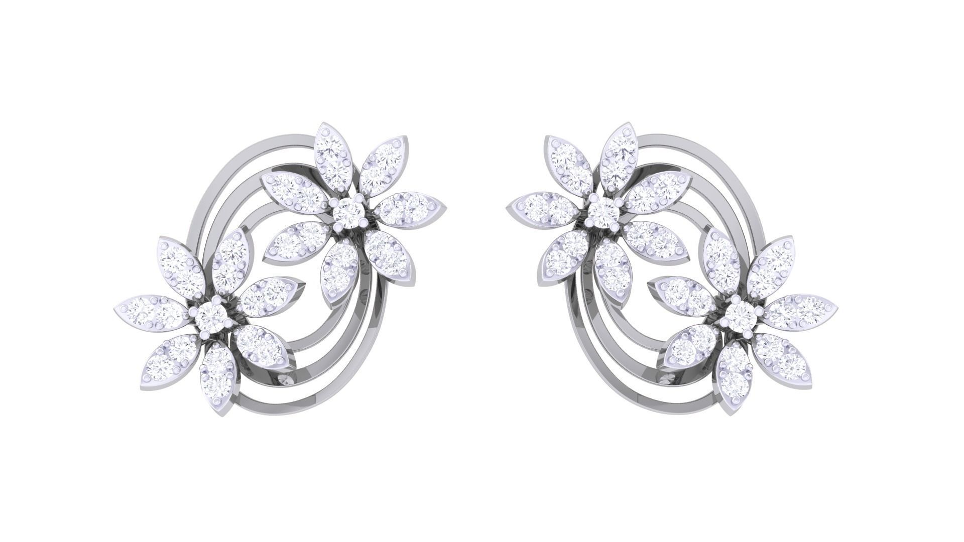  Women studs Earrings 3dm stl 3mf obj glb gltf mtl render detail 3D print model_7