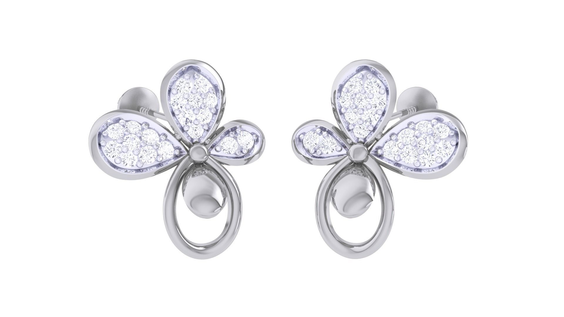  Women studs Earrings 3dm stl 3mf obj glb gltf mtl render detail 3D print model_2