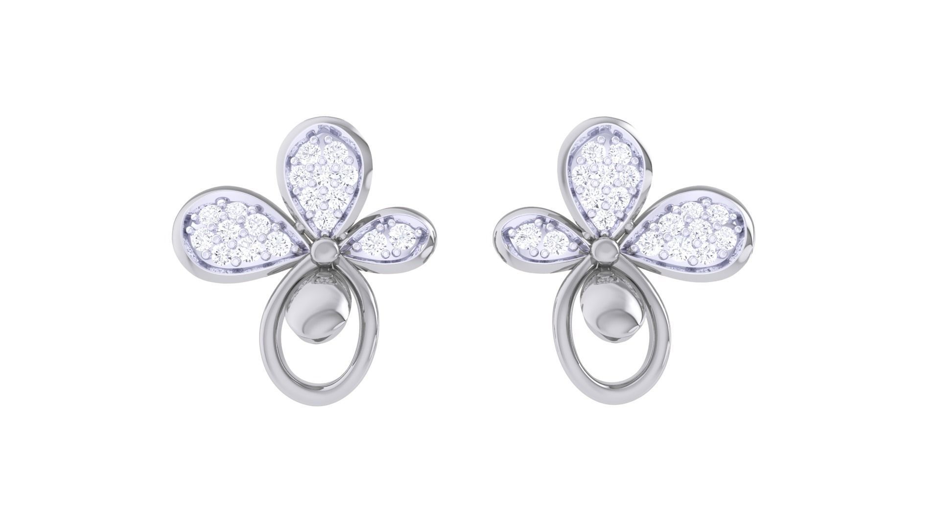  Women studs Earrings 3dm stl 3mf obj glb gltf mtl render detail 3D print model_6