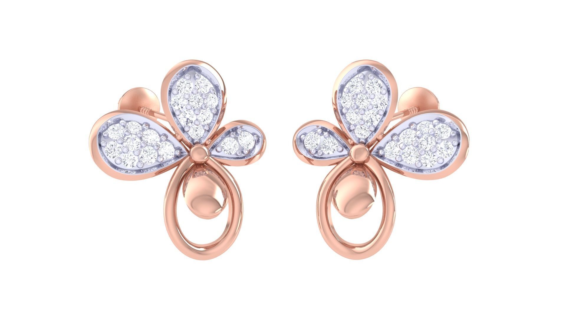  Women studs Earrings 3dm stl 3mf obj glb gltf mtl render detail 3D print model_5