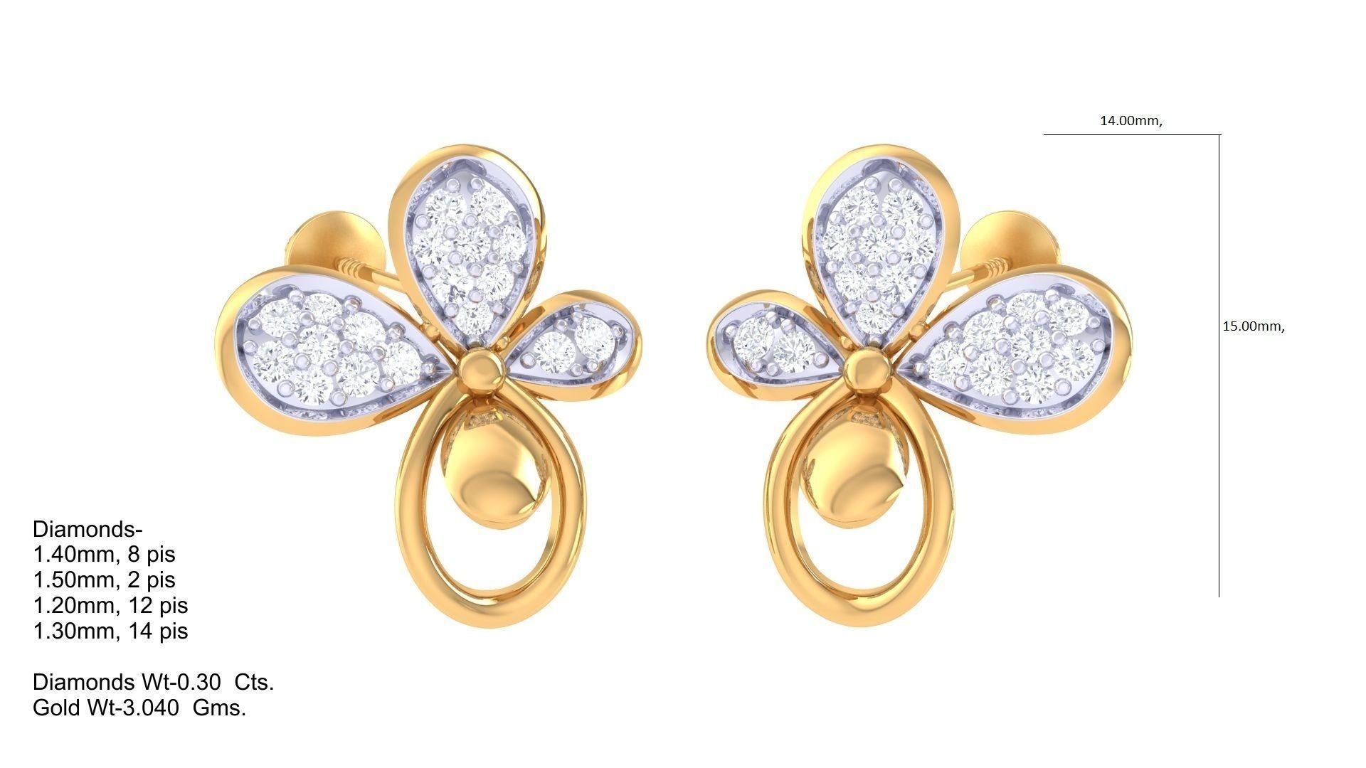  Women studs Earrings 3dm stl 3mf obj glb gltf mtl render detail 3D print model_3