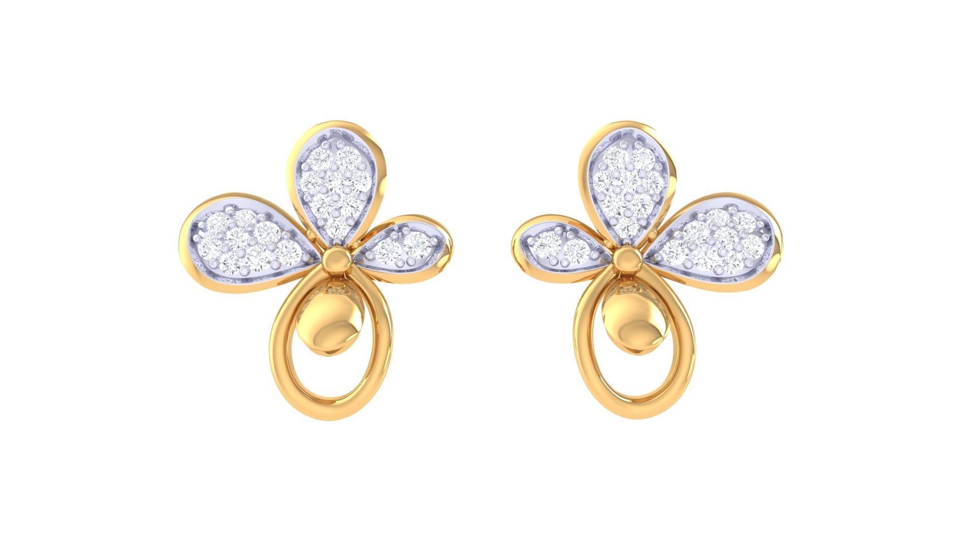  Women studs Earrings 3dm stl 3mf obj glb gltf mtl render detail 3D print model_4