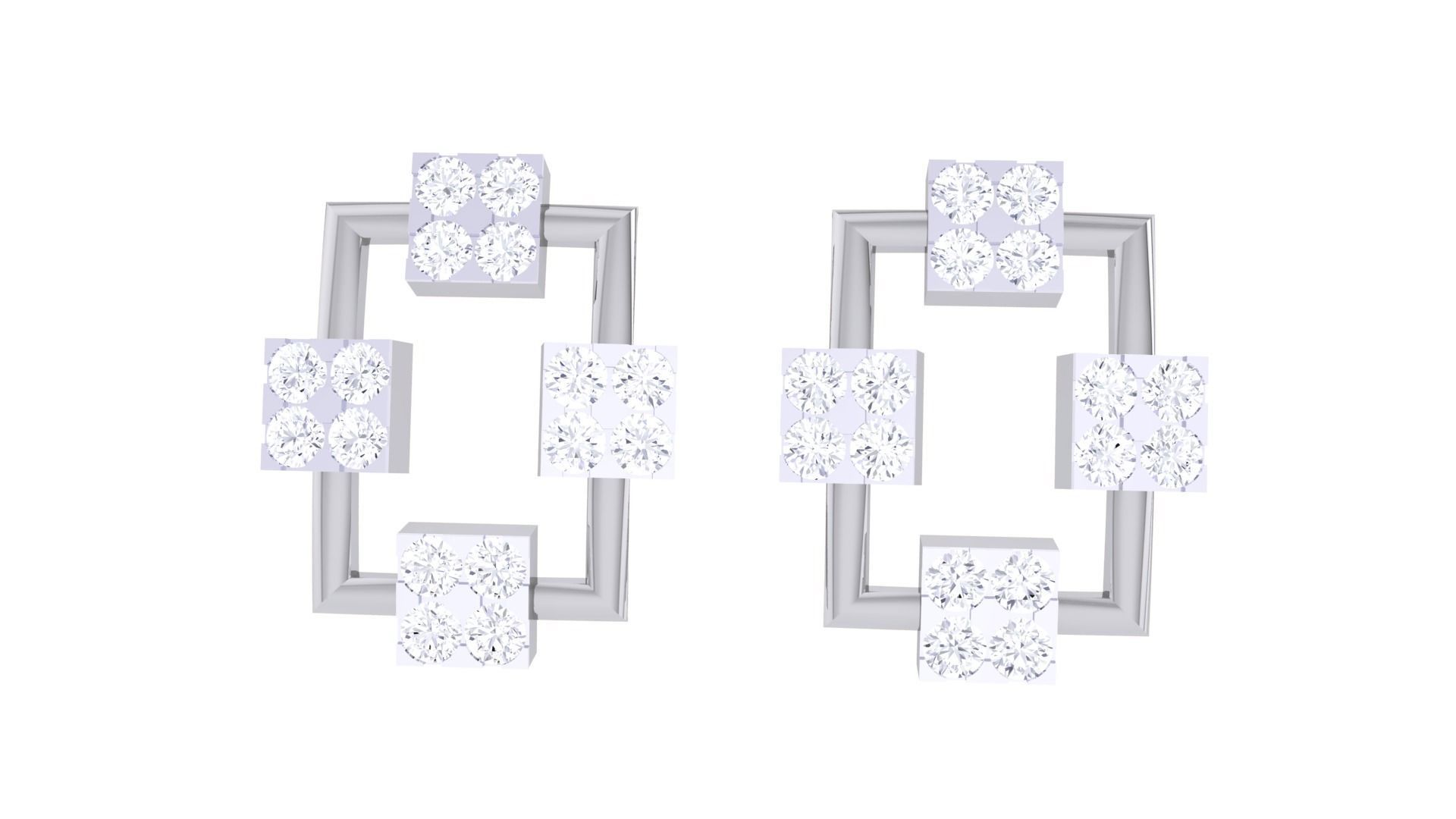 Women studs Earrings 3dm stl 3mf obj glb gltf mtl render detail 3D print model_7