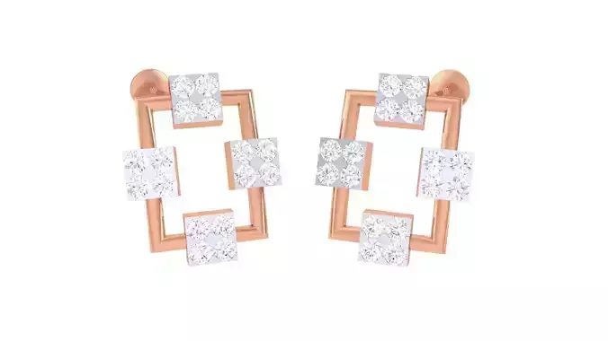 Women studs Earrings 3dm stl 3mf obj glb gltf mtl render detail