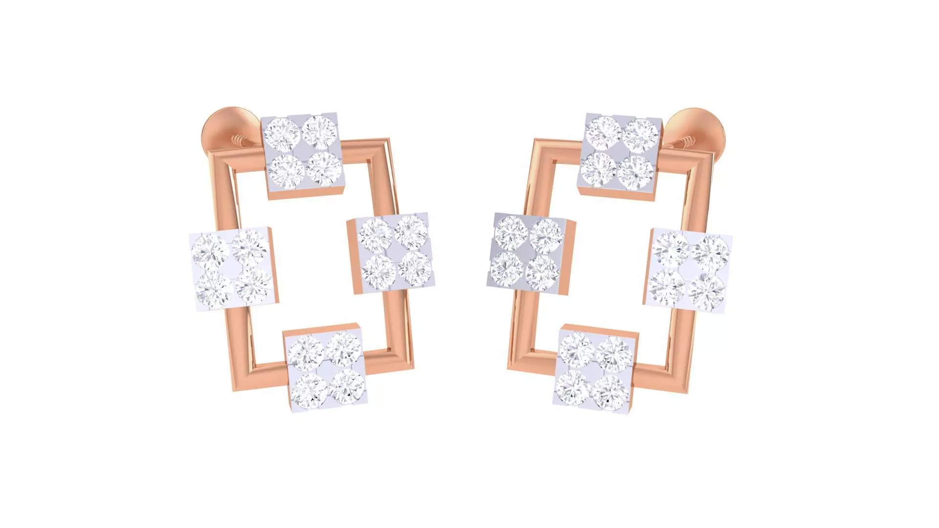 Women studs Earrings 3dm stl 3mf obj glb gltf mtl render detail 3D print model_0
