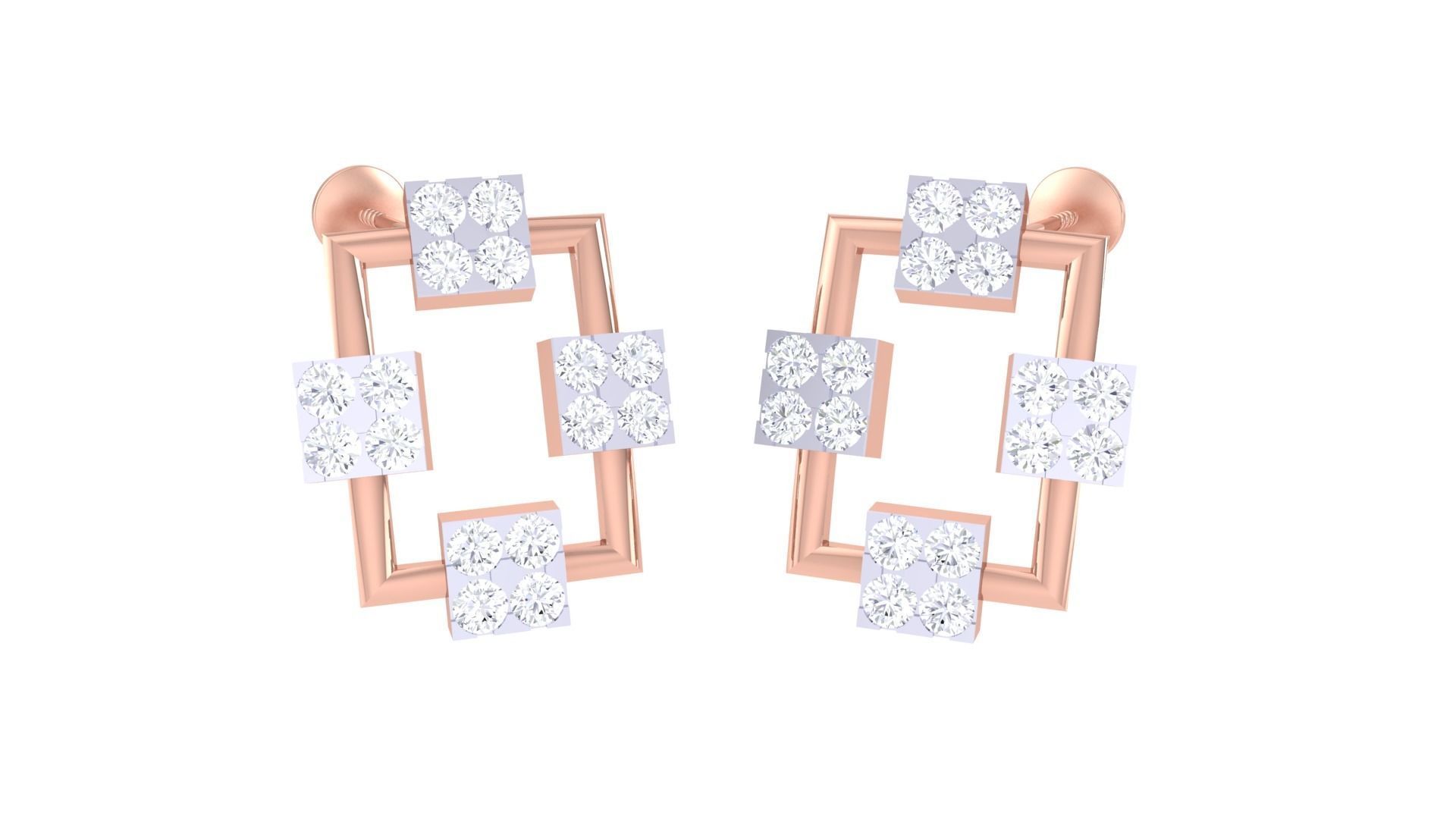 Women studs Earrings 3dm stl 3mf obj glb gltf mtl render detail 3D print model_3
