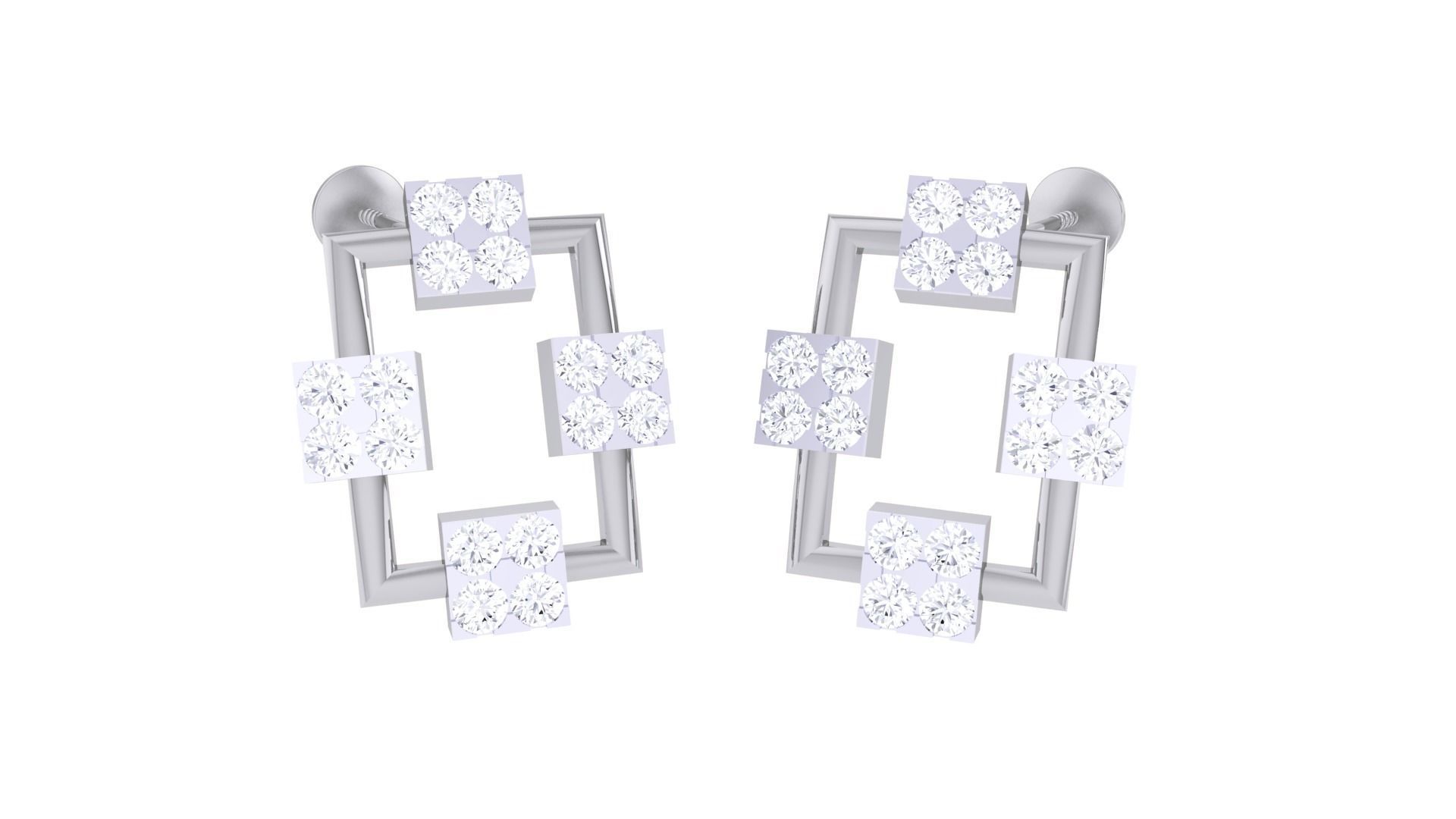 Women studs Earrings 3dm stl 3mf obj glb gltf mtl render detail 3D print model_2