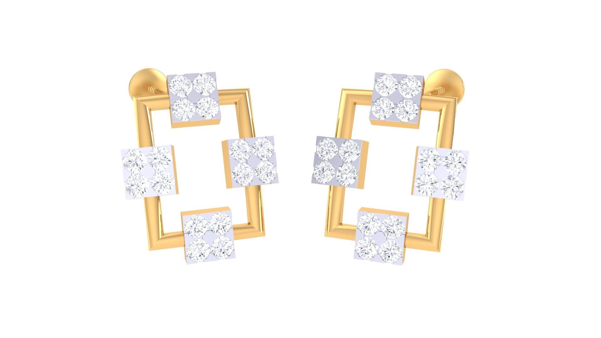 Women studs Earrings 3dm stl 3mf obj glb gltf mtl render detail 3D print model_1