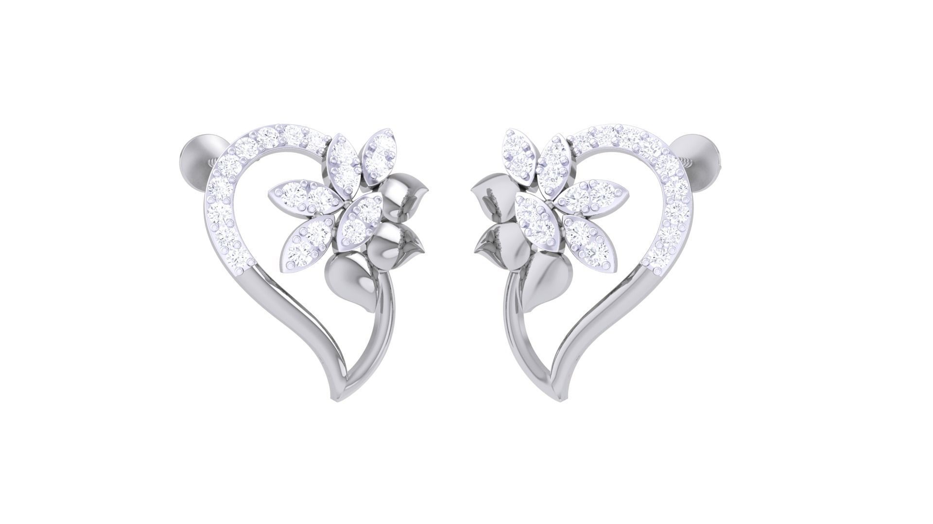  Women studs Earrings 3dm stl 3mf obj glb gltf mtl render detail 3D print model_2