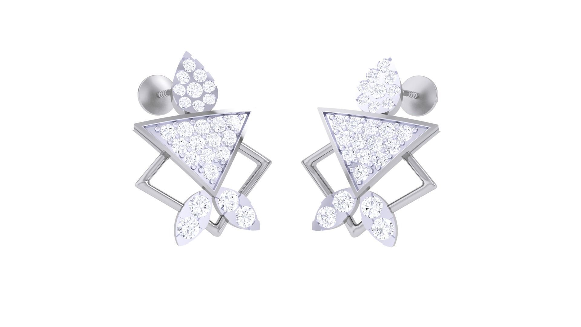 Women studs Earrings 3dm stl 3mf obj glb gltf mtl render detail 3D print model_2