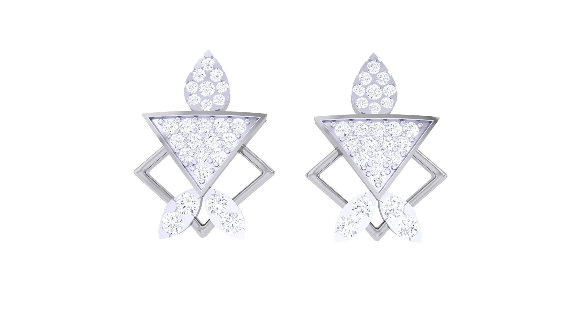 Women studs Earrings 3dm stl 3mf obj glb gltf mtl render detail 3D print model_3