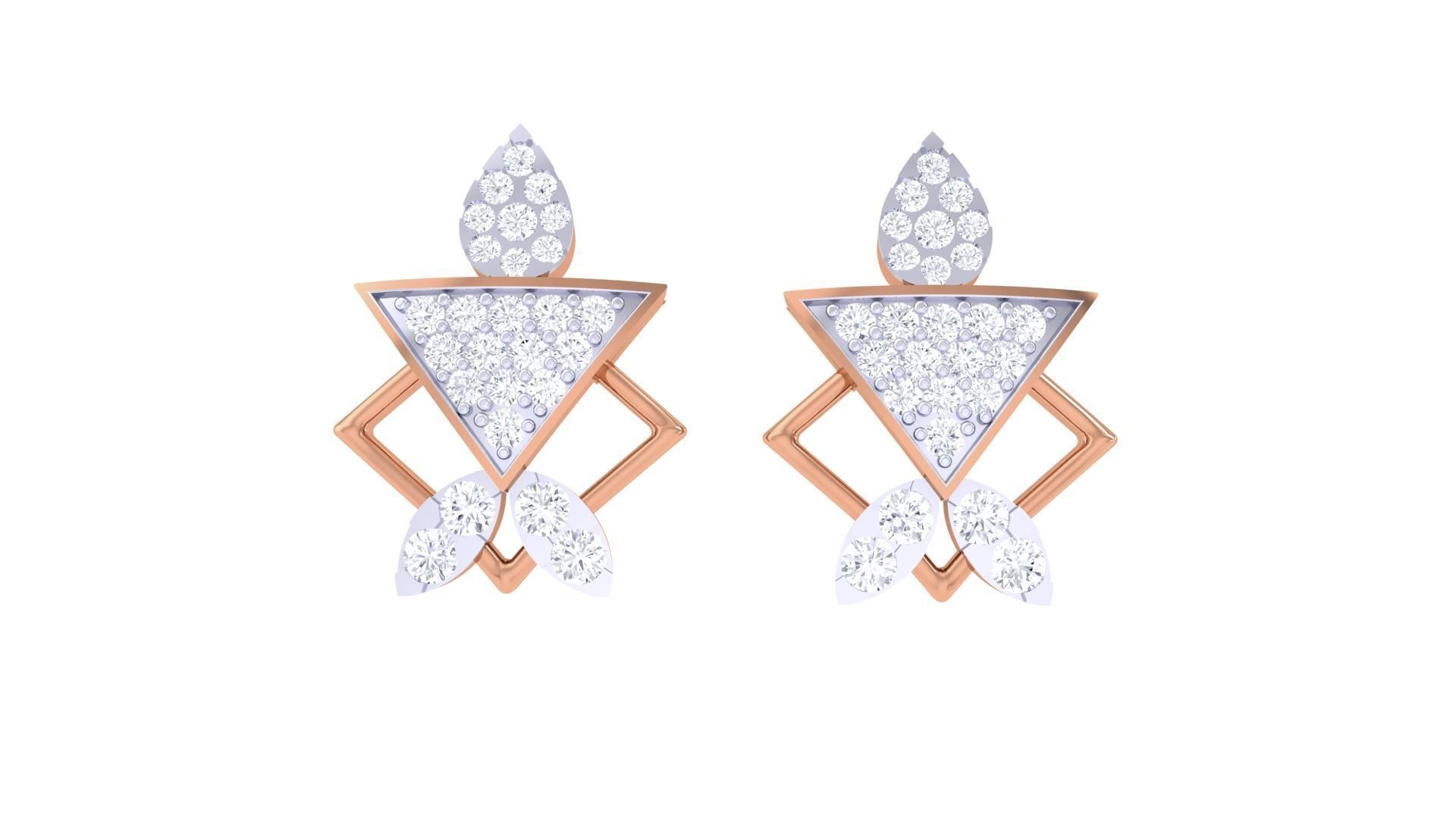 Women studs Earrings 3dm stl 3mf obj glb gltf mtl render detail 3D print model_7