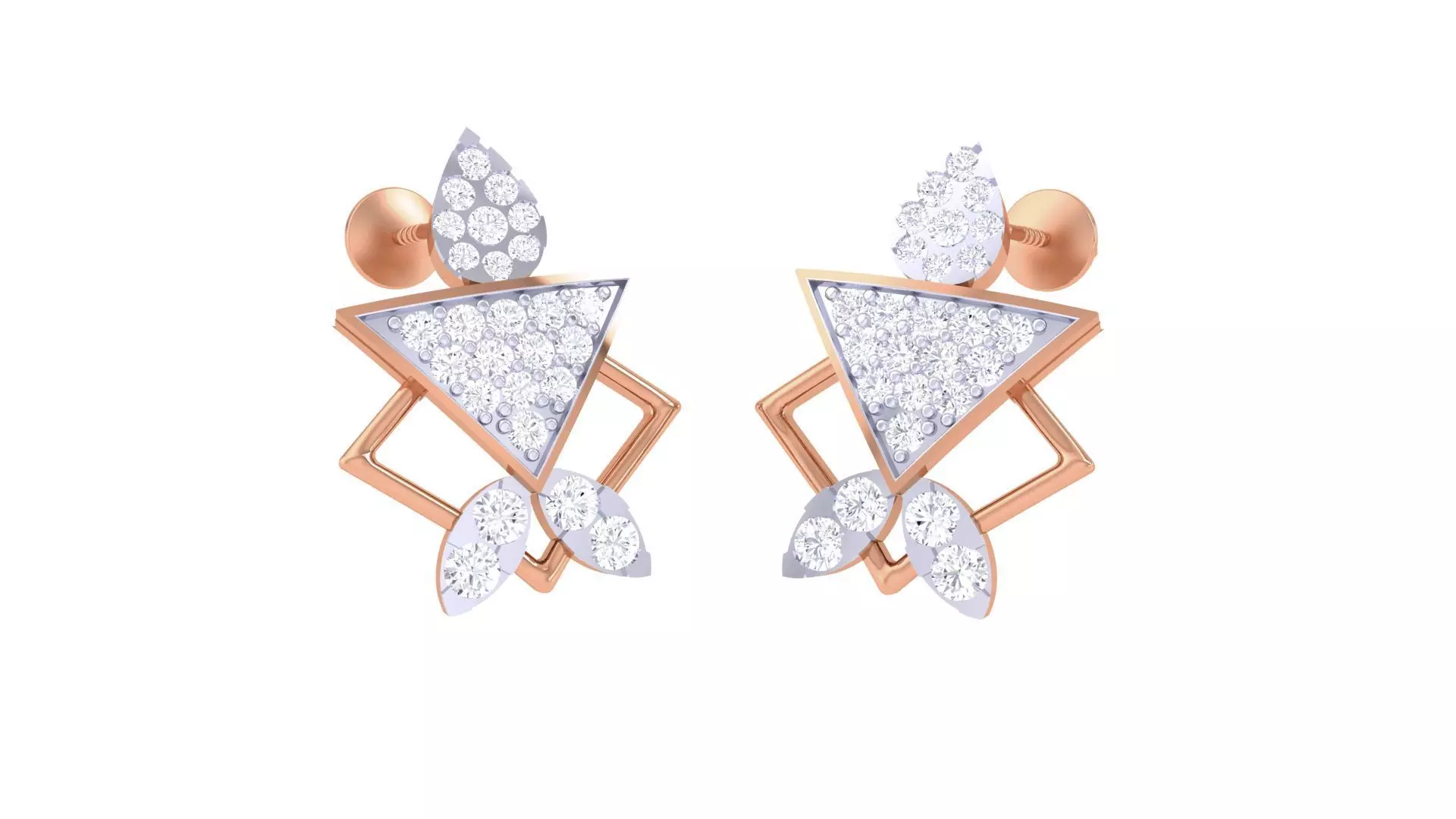 Women studs Earrings 3dm stl 3mf obj glb gltf mtl render detail 3D print model_0