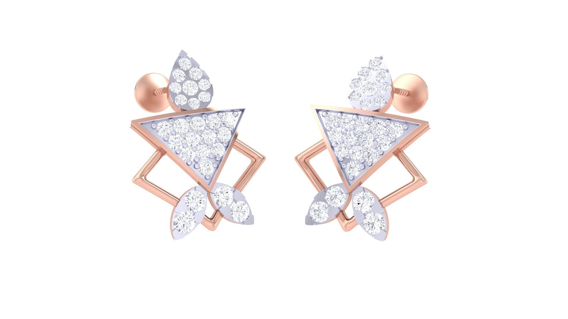 Women studs Earrings 3dm stl 3mf obj glb gltf mtl render detail 3D print model_5
